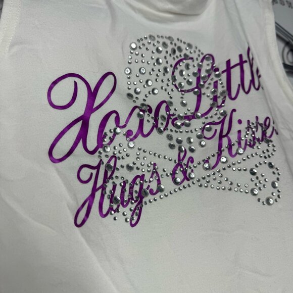 Xoxo hugs & kisses tank top bling holographic silver purple white mock neck y2k - Picture 2 of 6